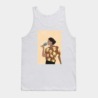 Woman Drink Wine, Mid Century Modern Decor, Boho Tank Top